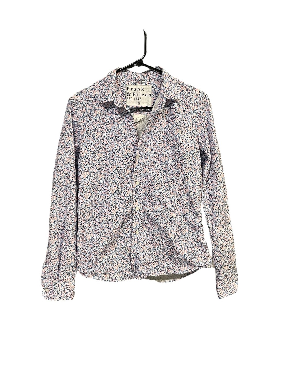 Frank & Eileen Barry Floral Button Up Shirt S Cotton Coastal Woven in Italy